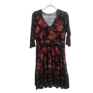 Torrid 3/4 Sleeve Floral Print V-neck Dress- 00 M/L 10